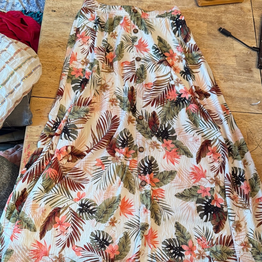 Only Multicolor Tropical A-Line Skirt